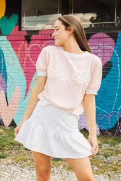 French For I Love Spring 2022 Bride Glitter Script SS Sweater