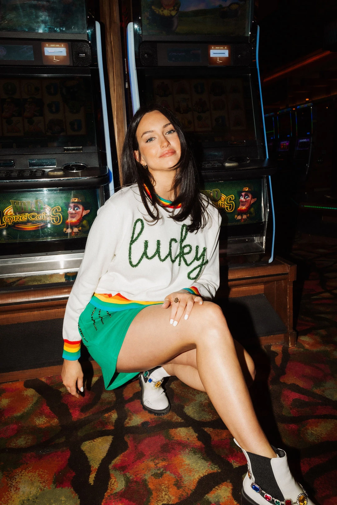 Queen Of Sparkles Lucky Glitter Script Sweater Sweaters 4 Queen Of Sparkles Lucky Glitter Script Sweater Sweaters