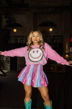 Queen Of Sparkles Blue/Purple Pastel Leather Smocked Shorts 6 Queen Of Sparkles Blue/Purple Pastel Leather Smocked Shorts