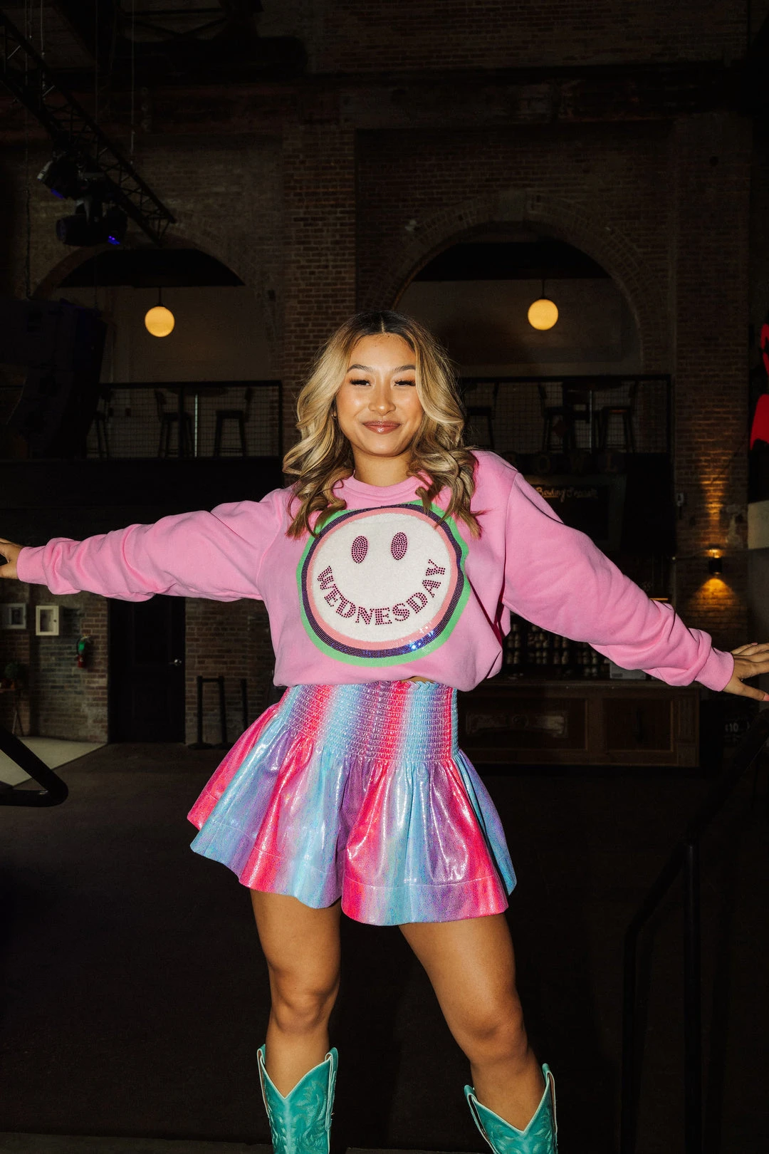 Queen Of Sparkles Blue/Purple Pastel Leather Smocked Shorts 4 Queen Of Sparkles Blue/Purple Pastel Leather Smocked Shorts