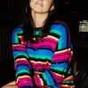 Queen Of Sparkles Spring 2022 Rainbow Sequin Stripe Sweater