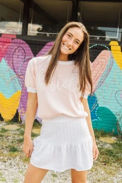 French For I Love Spring 2022 Bride Glitter Script SS Sweater