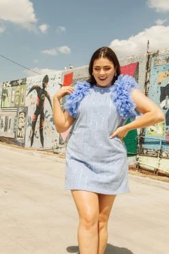 Queen Of Sparkles Powder Blue Poof Sleeve Dress WHAT'S NEW