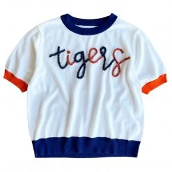 Shop Queen Of Sparkles White With Navy/Orange Tigers Sweater