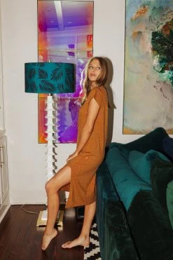 Queen Of Sparkles Brown Rhinestone Midi Dress