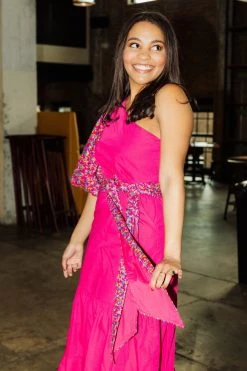 Queen Of Sparkles One Shoulder Maxi With Sequin Sash