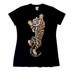 Queen Of Sparkles Crawling Tiger Tee Dress Black Gameday