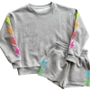 Shop Queen Of Sparkles Grey/Neon Rainbow Lightning Sweatshirt