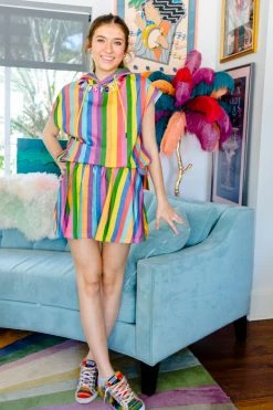 Queen Of Sparkles Rainbow Stripe Skort