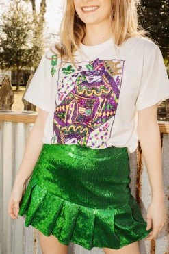Queen Of Sparkles Tops Queen Of Mardi Gras Card Tee