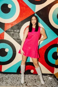 Shop Queen Of Sparkles Pink Rhinestone Dress Dresses