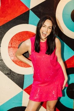 Shop Queen Of Sparkles Pink Rhinestone Dress Dresses