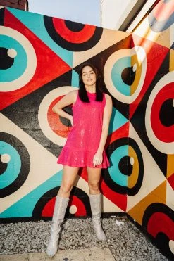 Shop Queen Of Sparkles Pink Rhinestone Dress Dresses