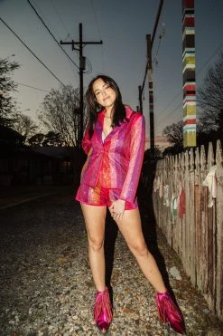 Queen Of Sparkles Holiday Full Rhinestone Stripe Blazer