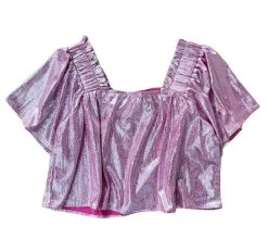 Shop Queen Of Sparkles Pink Silver Pebble Flutter Top Tops