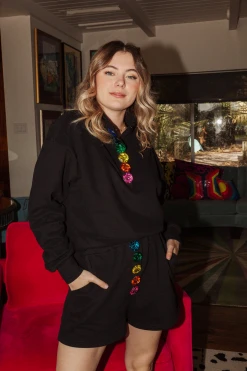 Shop Queen Of Sparkles Rainbow Button Henley Short