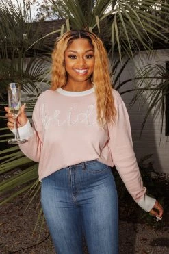 Queen Of Sparkles Bride Glitter Script Long Sleeve Sweater Bridal Queen