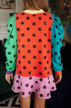 Queen Of Sparkles Polka Dot Colorblock Dress