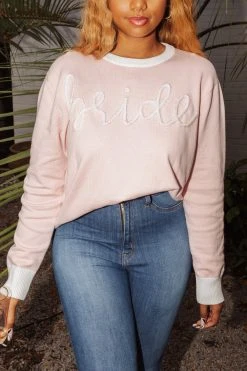 Queen Of Sparkles Bride Glitter Script Long Sleeve Sweater Bridal Queen
