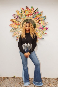 Shop Queen Of Sparkles Fringe Star Sweatshirt