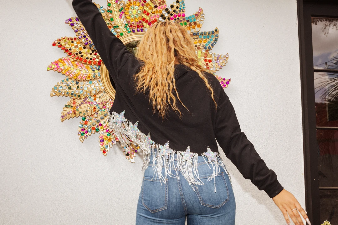 Shop Queen Of Sparkles Fringe Star Sweatshirt 5 Shop Queen Of Sparkles Fringe Star Sweatshirt