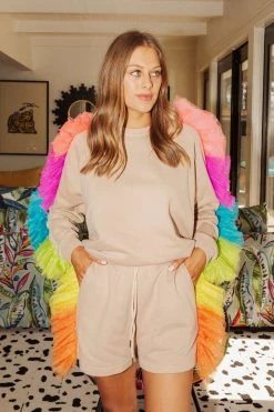 Queen Of Sparkles Sweatshirts Rainbow Ruffle Sweatshirt