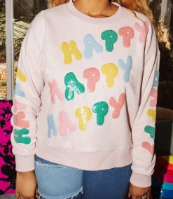 Shop Queen Of Sparkles Happy All Over Sweatshirt