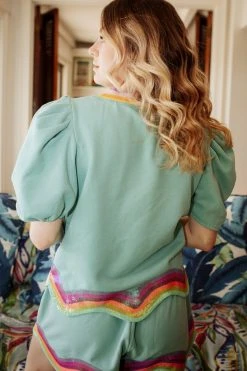 Shop Queen Of Sparkles Tops Teal Wavy Set