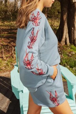 Shop Queen Of Sparkles Sweatshirts Bayou Blue Crawfish Sweatshirt