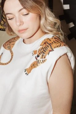 Shop Queen Of Sparkles Gameday Over The Shoulder Tigers Sweatshirt Tank