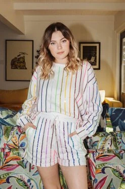 Queen Of Sparkles Rainbow Sequin Stripe Sweatshirt Sets