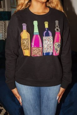 Shop Queen Of Sparkles Neon Bottles Sweatshirt Sweatshirts