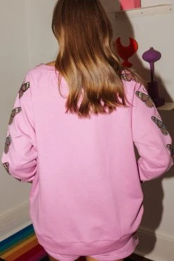 Shop Queen Of Sparkles Pink Butterfly Sleeve Sweatshirt Sets