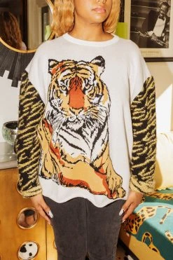 Queen Of Sparkles Reversible Lounging Tiger Sweater 8 Queen Of Sparkles Reversible Lounging Tiger Sweater