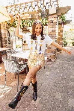 Queen Of Sparkles Spring 2022 Gold Fringe Mini Skirt 7 Queen Of Sparkles Spring 2022 Gold Fringe Mini Skirt