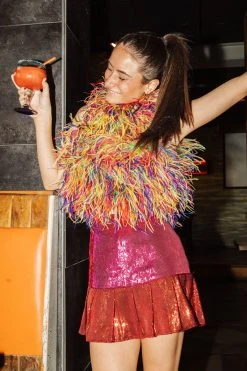 Queen Of Sparkles Rainbow Feather Tank Tops