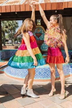 Queen Of Sparkles Rainbow Feather Tank Tops