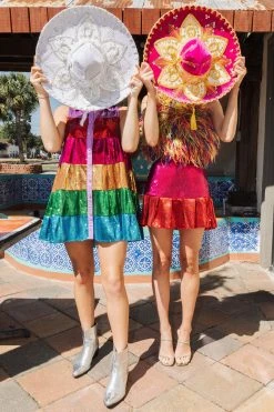 Queen Of Sparkles WHAT'S NEW Rainbow Sequin Tiered Dress