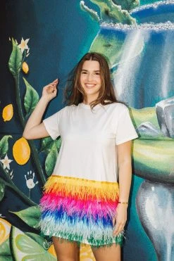 Queen Of Sparkles Rainbow Feather Bottom Tee Dress 8 Queen Of Sparkles Rainbow Feather Bottom Tee Dress