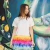 Queen Of Sparkles Rainbow Feather Bottom Tee Dress