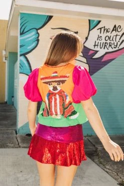 Queen Of Sparkles Cinco Dog Peplum Top Tops