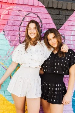 Queen Of Sparkles Spring 2022 White Cotton Rhinestone Swing Short