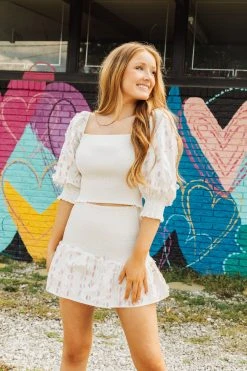 Queen Of Sparkles White Smocked Rainbow Sequin Pailette Top Spring 2022 6 Queen Of Sparkles White Smocked Rainbow Sequin Pailette Top Spring 2022