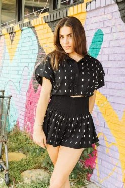 Queen Of Sparkles Black Cotton Rhinestone Bubble Top