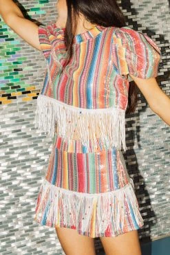 Queen Of Sparkles Spring 2022 Blanket Fringe Skirt