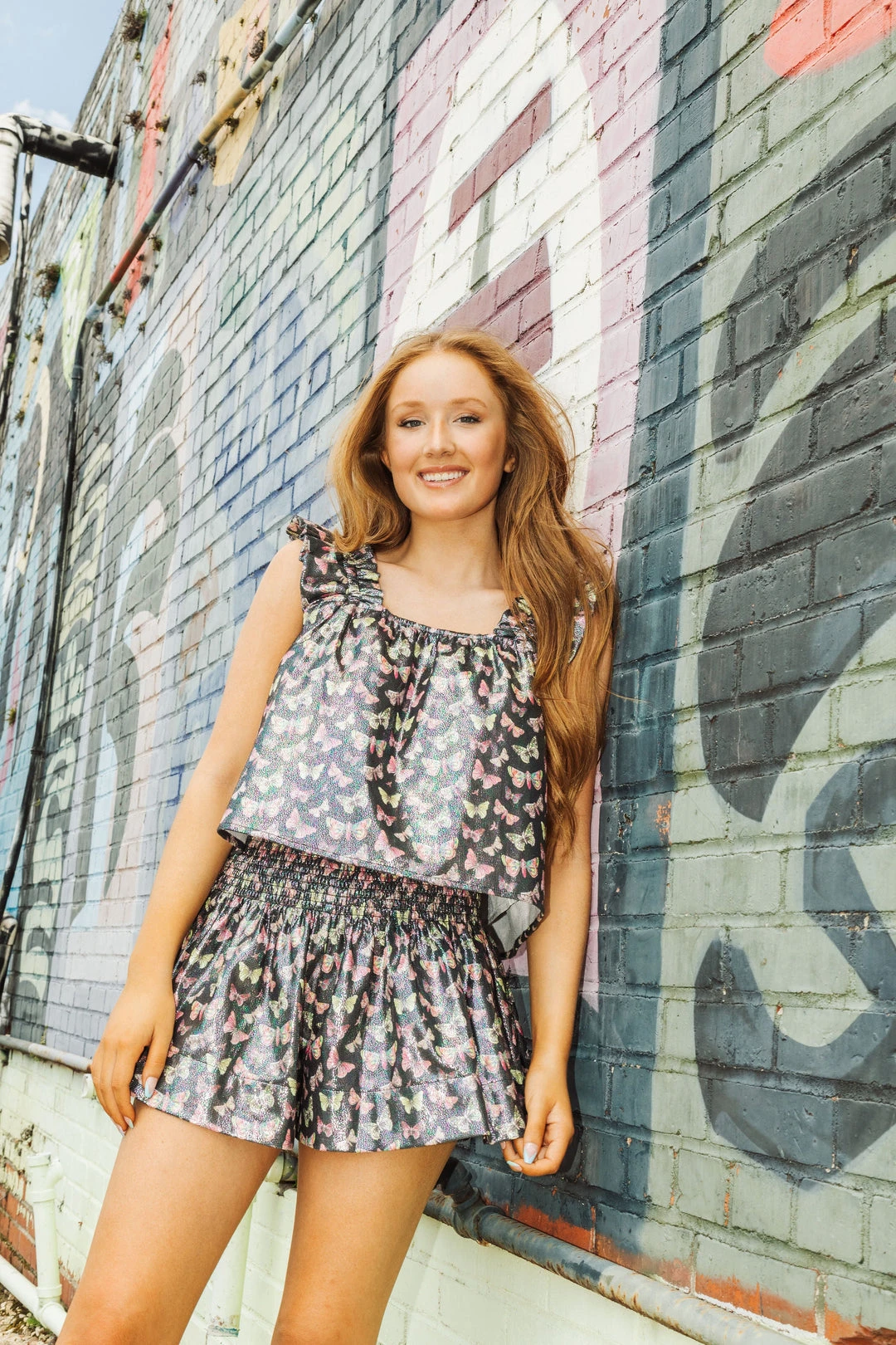 Queen Of Sparkles Black Butterfly Ruffle Tank Spring 2022 4 Queen Of Sparkles Black Butterfly Ruffle Tank Spring 2022