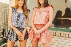 Queen Of Sparkles Spring 2022 Red Butterfly Ruffle Tank