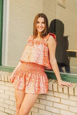 Queen Of Sparkles Spring 2022 Red Butterfly Ruffle Tank