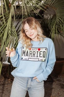 Shop Queen Of Sparkles Bridal Queen Just Married Sweatshirt
