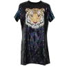 Queen Of Sparkles Black Full Sequin Tiger Dress